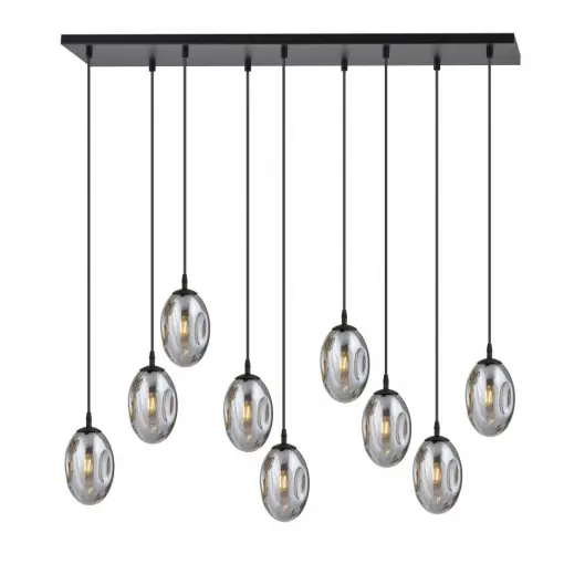 Reduceri Lustra moderna liniara neagra cu 9 pendule din sticla fumurie Astral