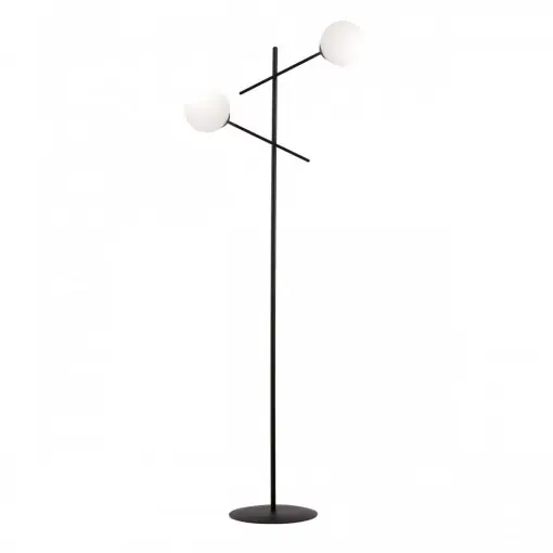 Ofertă limitată Lampadar modern negru cu 2 globuri albe Linear
