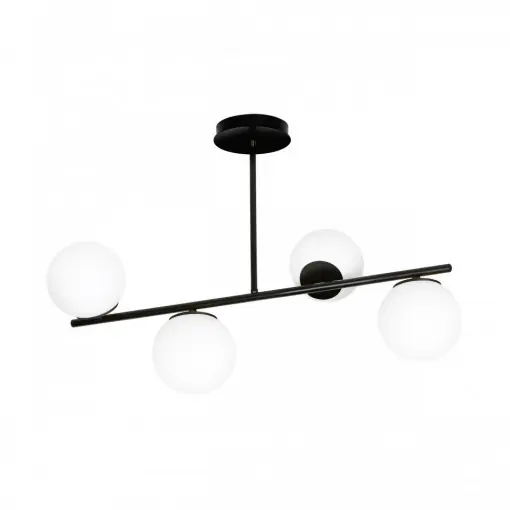Lustra moderna neagra cu 4 globuri din sticla alba Bior Nu rata