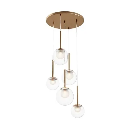 Comandă acum Plafoniera moderna aurie cu 5 globuri sticla Maytoni Basic Form