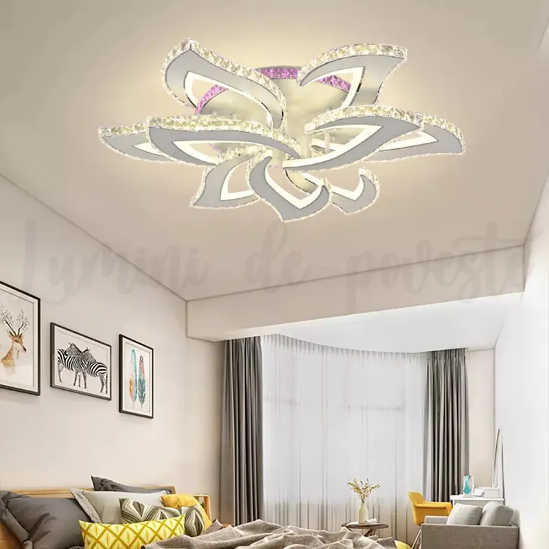 Lustra LED 162W Cristal Sun Flower White RGB Preț promoțional