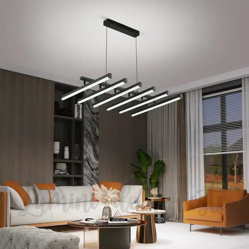 Candelabru LED 144W Lines Black, Telecomanda Preț redus