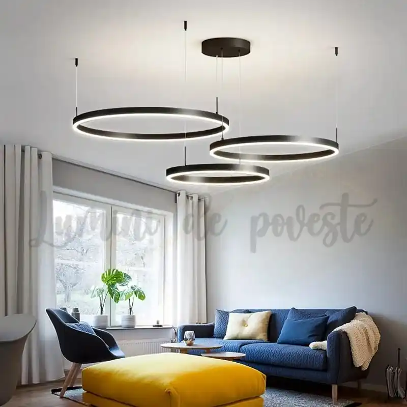 Candelabru LED 208W Minimalist Black 40+60+80, Telecomanda Livrare expres