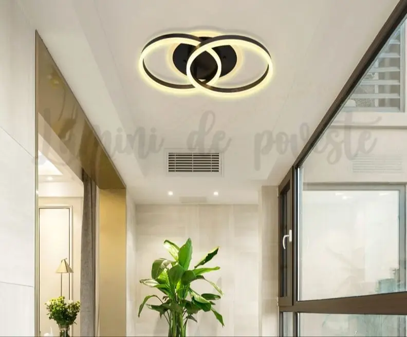 Ieftin Lustra LED 120W Minimalist 2 Black, Telecomanda