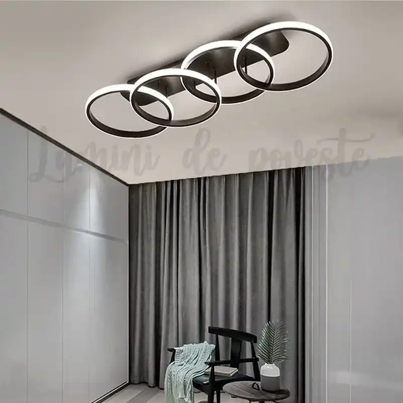 Cumpărături sigure Lustra LED 104W Minimalist 4 Black, Telecomanda