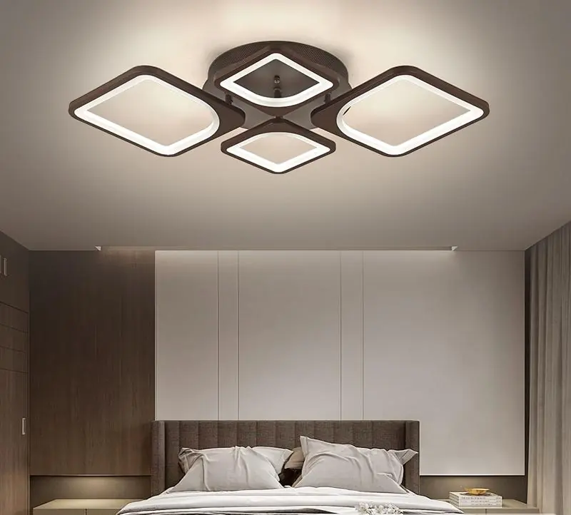 Lustra LED 100W Ceiling 4 Patrate Maro, Telecomanda Ieftin