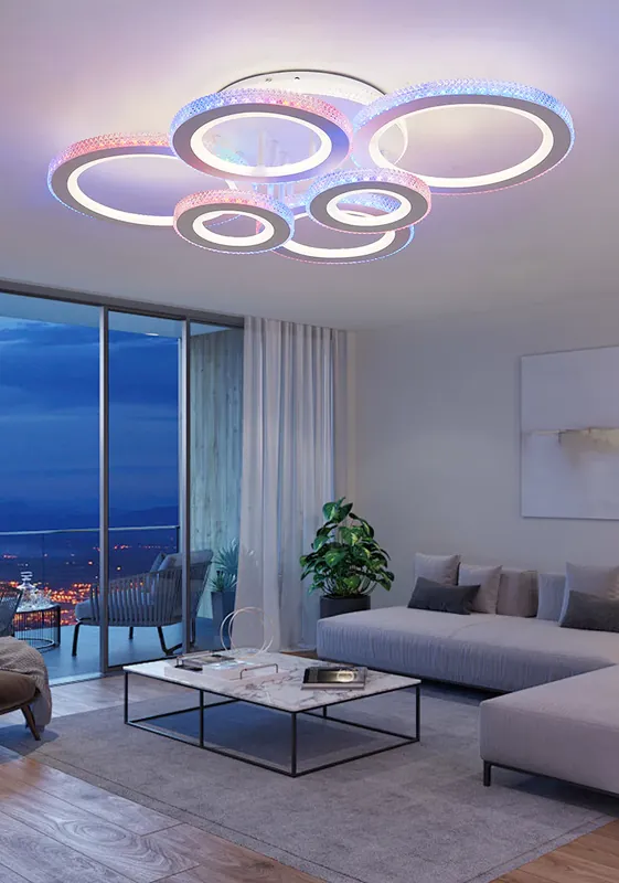 Lustra LED 172W 6 Cercuri RGB, Telecomanda Mai ieftin