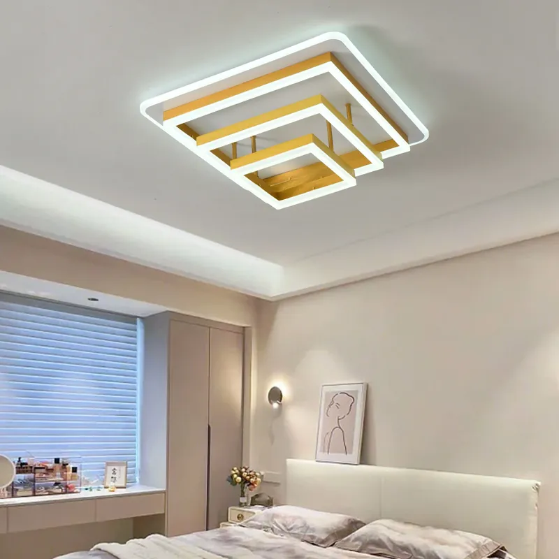 Plafoniera LED 214W Minimalist 3 Square Gold, Telecomanda Comandă acum