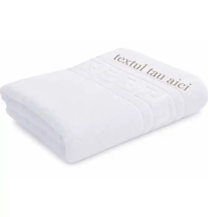 Prosop Baie din Bumbac 100%, Model Grecesc, Alb , 70 x 130 cm, Broderie Personalizata Disponibil imediat