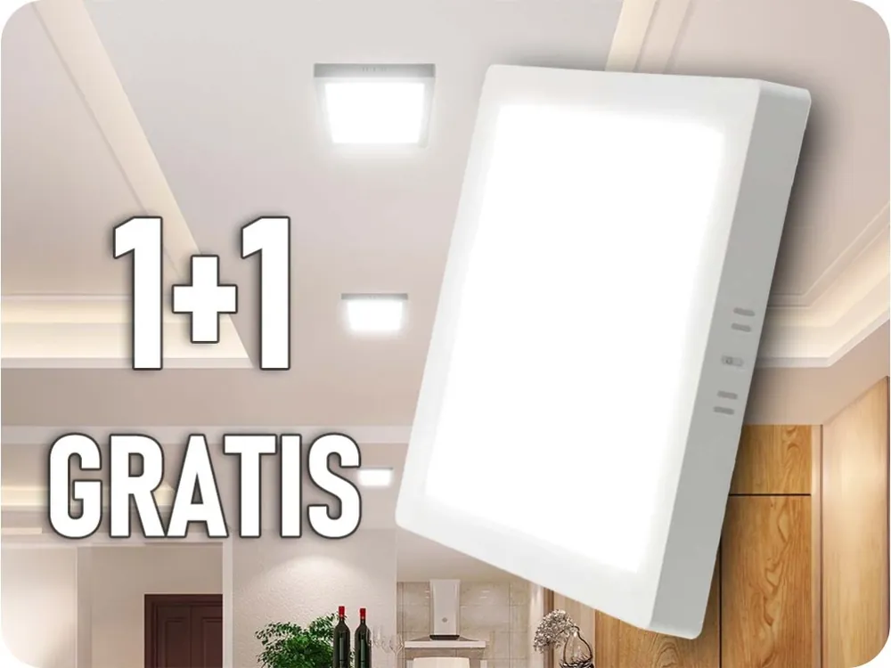 Lichidare de stoc Panou aplicat LED cu sursă de alimentare 24W, pătrat, 1+1 gratis!