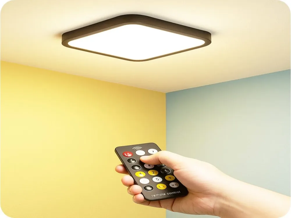 Cumpără online Lampă LED cu senzor de lumină și microunde 36W, 3820lm, IP44, 4000K, pătrată, ramă neagră