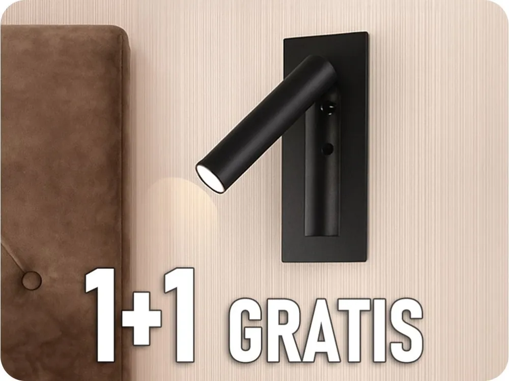 Lampă LED de noptieră 2W, 76lm, CREE CHIP, negru, 1+1 gratis! Ofertă