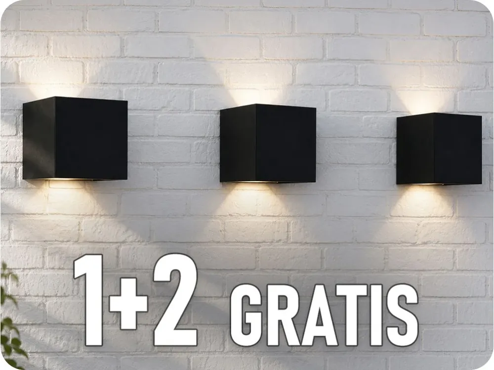 Noutate Aplica LED 2x3W, 450lm, IP65, neagră, 1+2 gratis!