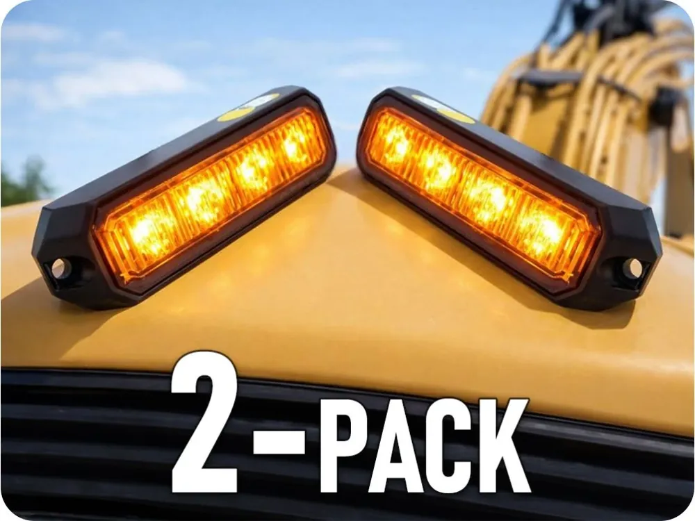 Lichidare de stoc Lumină de avertizare LED Cree, 12W, 12-24V portocaliu, Ip67/2-PACK! [LW0025-ALR-1]