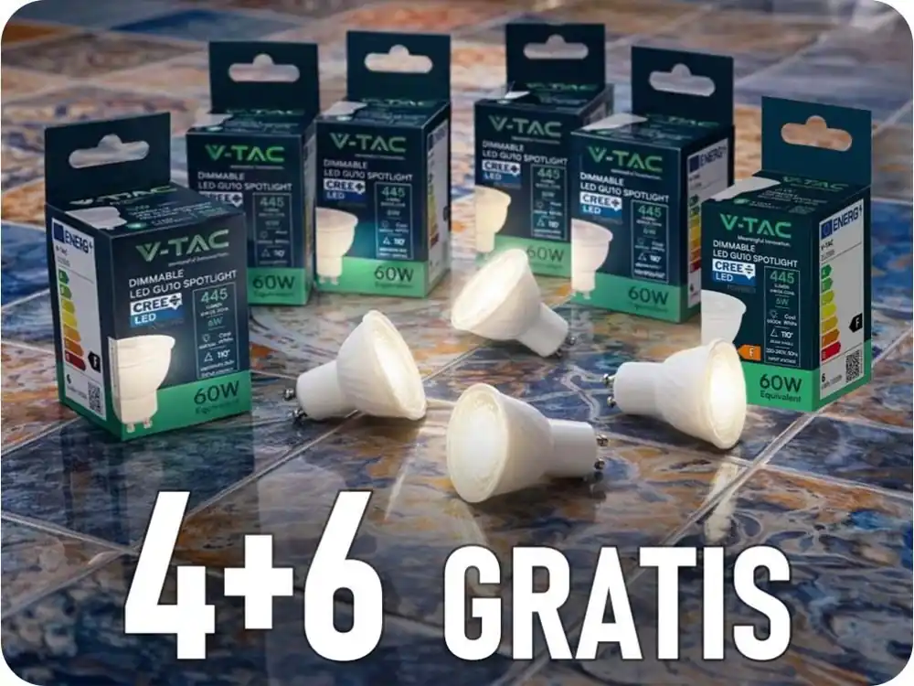 Preferatul clienților Bec LED GU10 6W, 445lm, 110°, reglabil, cip CREE, 4+6 gratis!