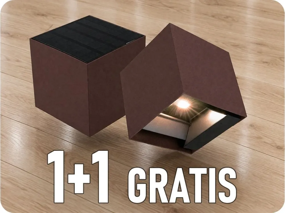 Lampă solară de perete cu LED și senzor PIR, 9 W, 800 lm, CCT, maro-roșu CORTEN, 1+1 gratis! Calitate înaltă