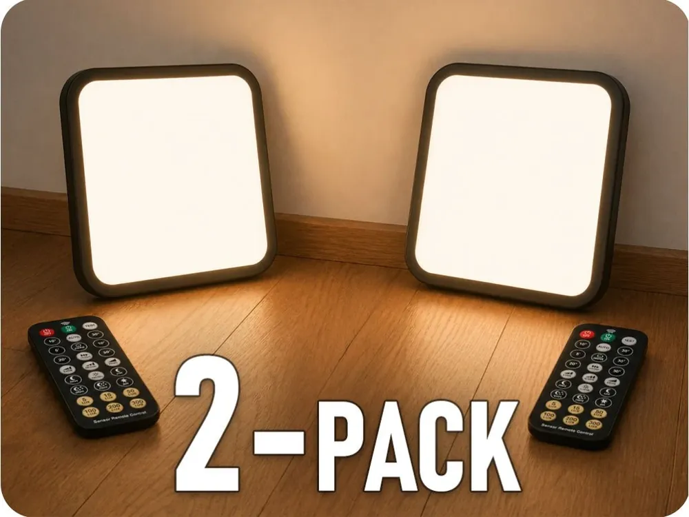 Ofertă exclusivă Lustru LED cu senzor de microunde și senzor de lumină 36W, 3820lm, 4000K, pătrată, cadru negru/2-PACK!