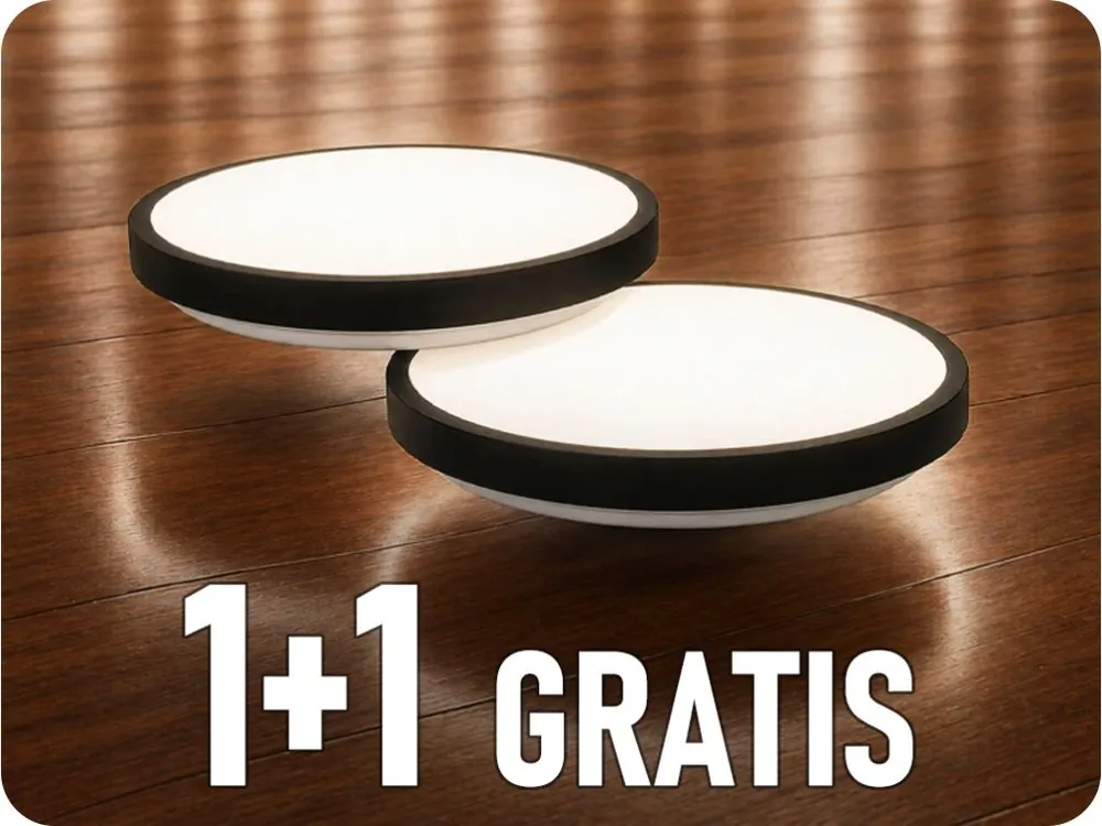 Cumpără online Lampă LED 24W, 2500lm, rotundă, ramă neagră, 1+1 gratis!