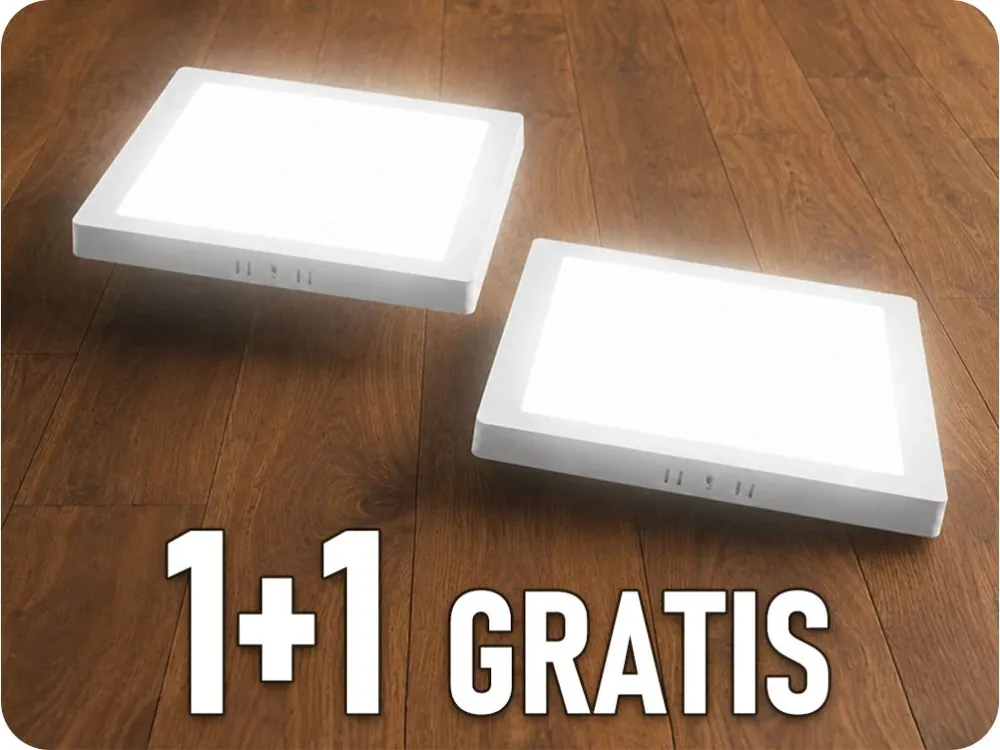 Panou LED aparent cu sursă de alimentare 18W, 1980lm, CCT, Backlit, pătrat, 1+1 gratis! Preț mic