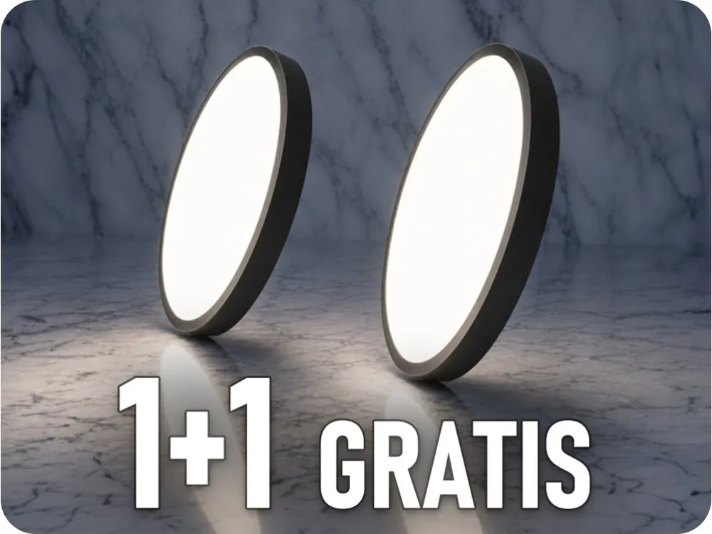 Lampă LED 36W, 3820lm, rotundă, ramă neagră, 1+1 gratis! Nu rata