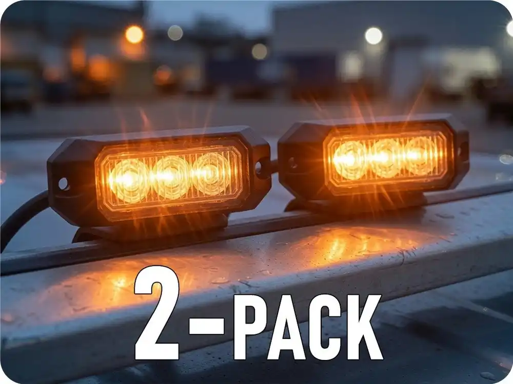 Reducere extra Lampă de avertizare LED 9W, 3xLED portocaliu, 4moduri, 12V/24V/2-PACK! [LW0023-1]