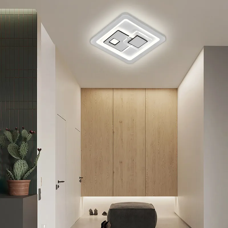 Lustra LED KEREN 33W, Patrata, lumina Rece/Calda/Neutra 3000K/4000K/6000K, Alb, Metal si Acril Promoție