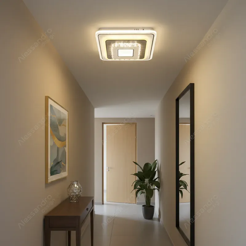 Cel mai bun preț Lustra LED cu cristal MITA 39W, 20x20cm, Patrata, Lumina Rece/Calda/Neutra, Alb