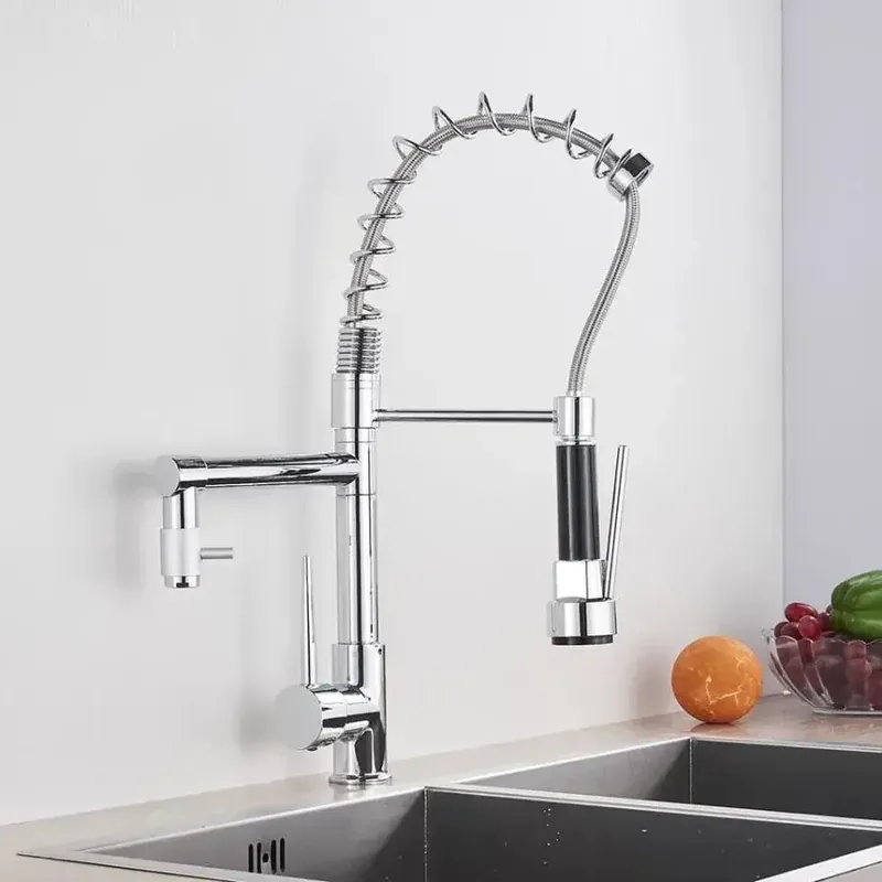 Expediere rapidă Baterie Bucatarie cu Dus Extractibil, Inox si Alama Crom, YD/201