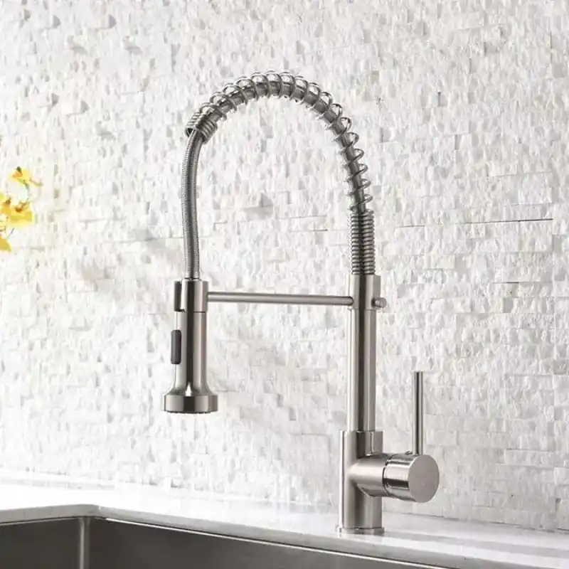 Baterie Bucatarie cu Dus Extractibil, Inox si Alama Crom, YD/101 Nu rata