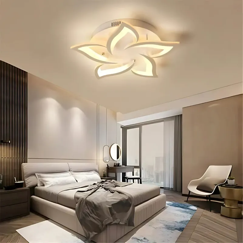 Lustra LED cu telecomanda LOTUS 54W, 5 Petale, lumina Rece/Calda/Neutra, Dimabila, Alb Cumpără acum