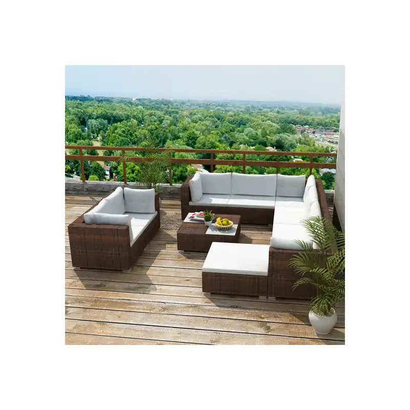 Bestseller Set mobilier pentru gradina din poliratan, 32 piese, Maro