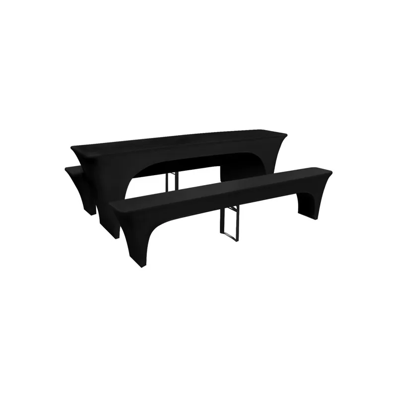 Reducere Set 3 huse pentru masă de bere cu bănci, 220 x 50 x 80 cm, negru