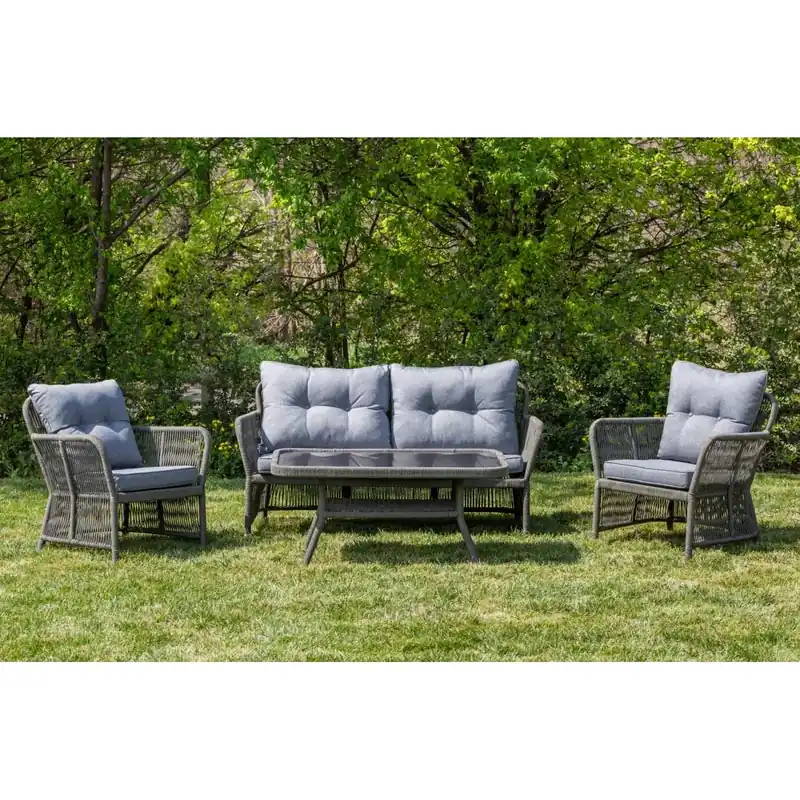 Ultima șansă Set mobilier de gradina premium, Bury, ratan sintetic