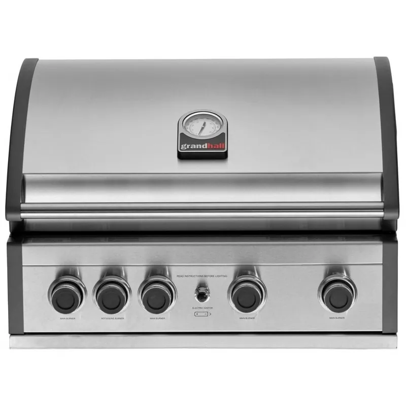 Gratar pe gaz cu 5 arzatoare 4 inox si 1 infrarosu, incastrabil, grile si plita fonta, Grandhall Pro Elite 4 K04000309A Livrare rapidă