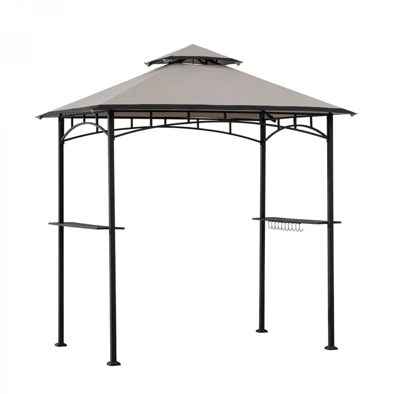 Ofertă specială Pavilion gazebo din otel pentru gratar cu copertina Sunjoy Linas 244cm x 152cm negru/gri A103002201