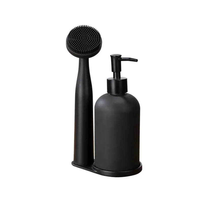 Set dispenser sapun lichid si perie pentru bucatarie Wenko Black Outdoor Kitchen Piedo 55077100 Doar azi