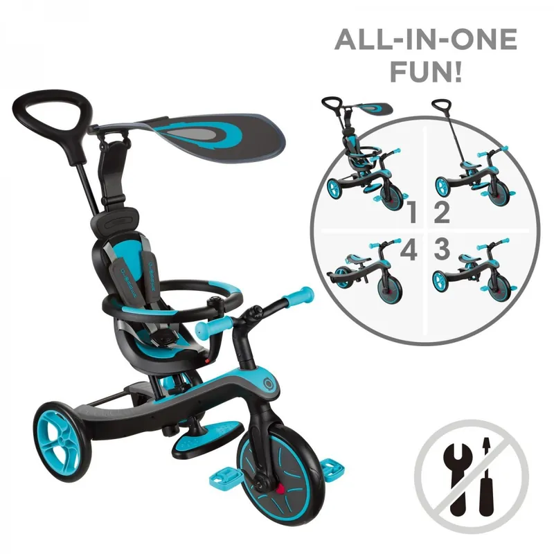 Tricicleta globber explorer 4 in 1 turquoise Reducere specială