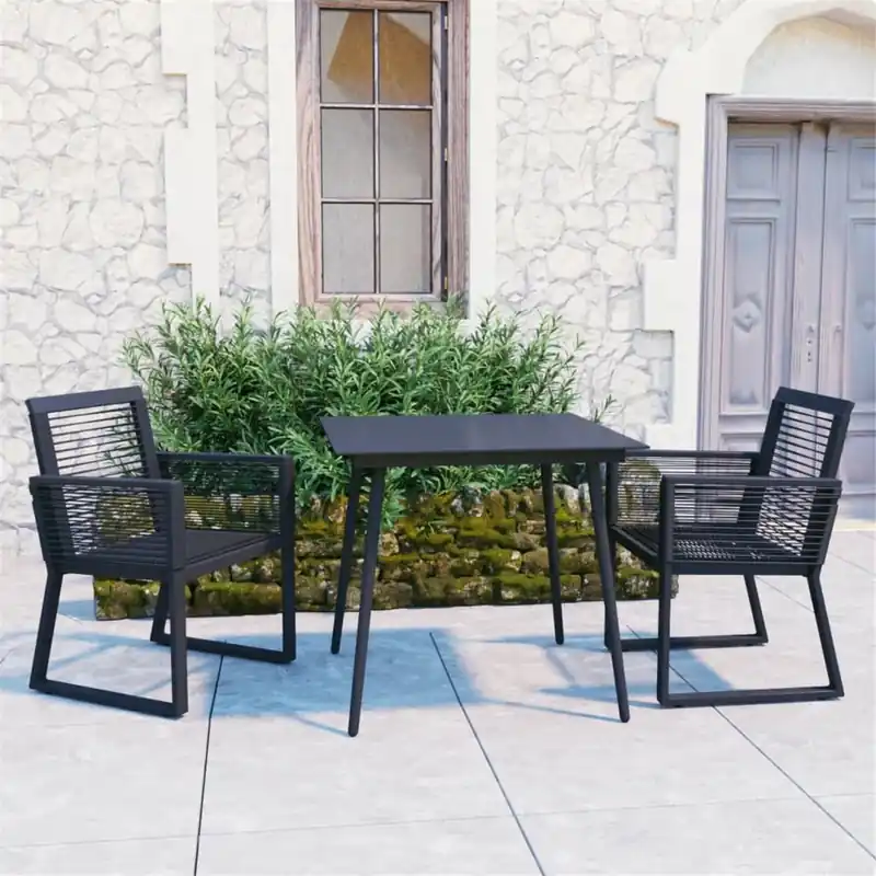 Super ofertă Set mobilier de exterior, 3 piese, negru, ratan pvc