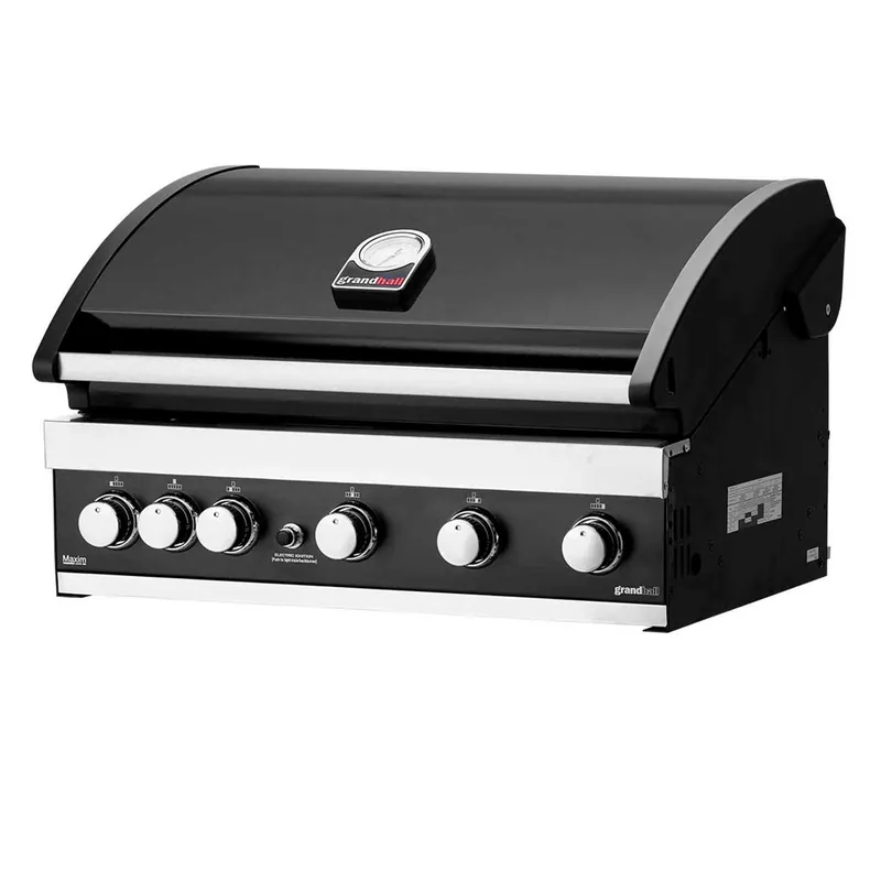 Livrare expres Gratar pe gaz cu 6 arzatoare (5 inox si 1 infrarosu), incastrabil, grile si plita fonta, Grandhall Grandpro Maxim G5 K05000387A