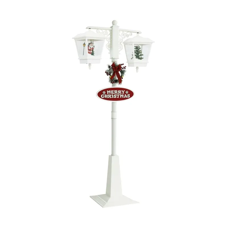 Felinar stradal cu mos craciun, alb/rosu, 81x40x188 cm, pvc Cumpără online