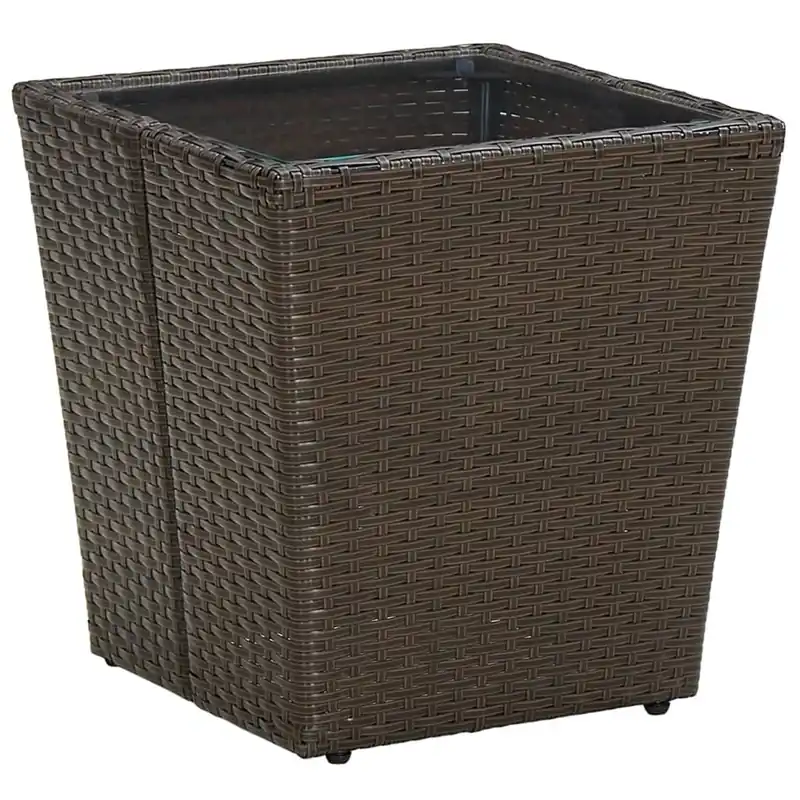Masa de ceai, maro, 41,5x41,5x44 cm poliratan/sticla securizata Popular
