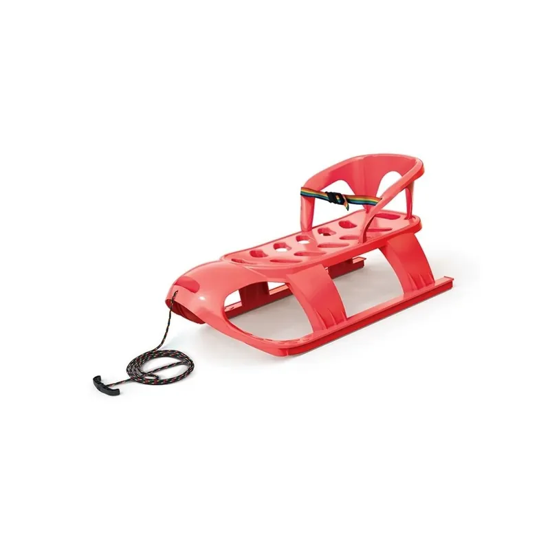 Ofertă exclusivă Sanie bezzy, rosie, cu scaun ergonomic pentru copii, sina alunecare din otel,87x45x26cm