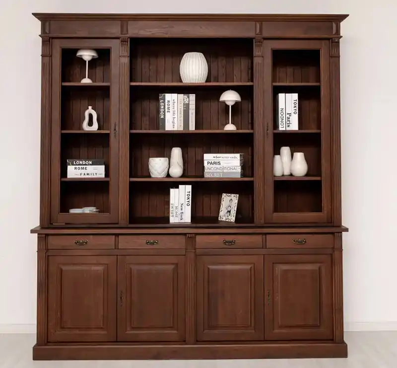 Biblioteca 6 usi 4 sertare si mijloc cu rafturi, stejar - Culoare_P081 - LACUIT Cumpără acum