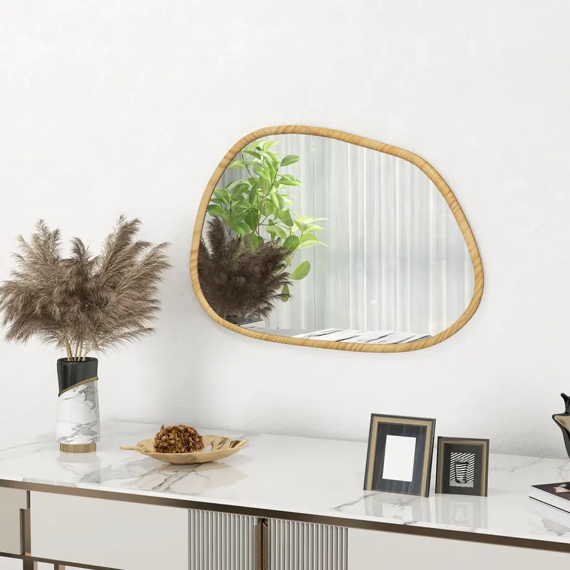 Oglindă de perete cu ramă din lemn, 80 x 60 cm culoare naturală Preferatul clienților