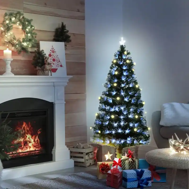 Livrare rapidă Brad artificial de Crăciun cu lumini LED Ø75 x 150 cm verde
