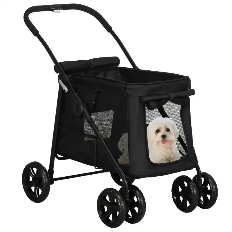 Cărucior pentru câini 102 x 62 x 105 cm negru Reducere de preț